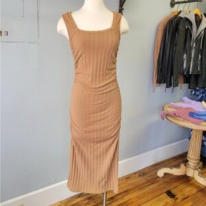 Elegant Tan Ribbed Dress